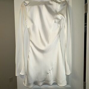 Chic Ivory Satin Backless Dress